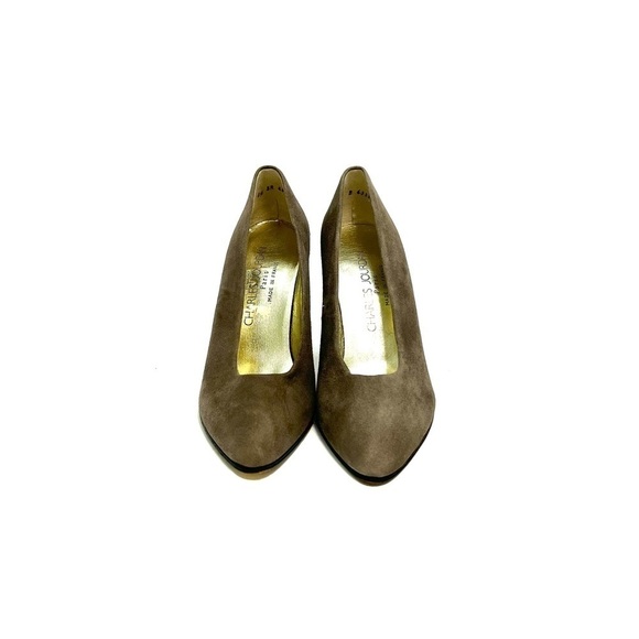 CHARLES JOURDAN | Vintage 1980s gray suede slip on luxury heels - Picture 2 of 8